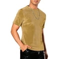 thumbnail image 4 of INSPIRE CHIC Velvet T-Shirts for Men's Crew Neck Short Sleeve Tee Tops Disco Velour t Shirts S Golden, 4 of 5