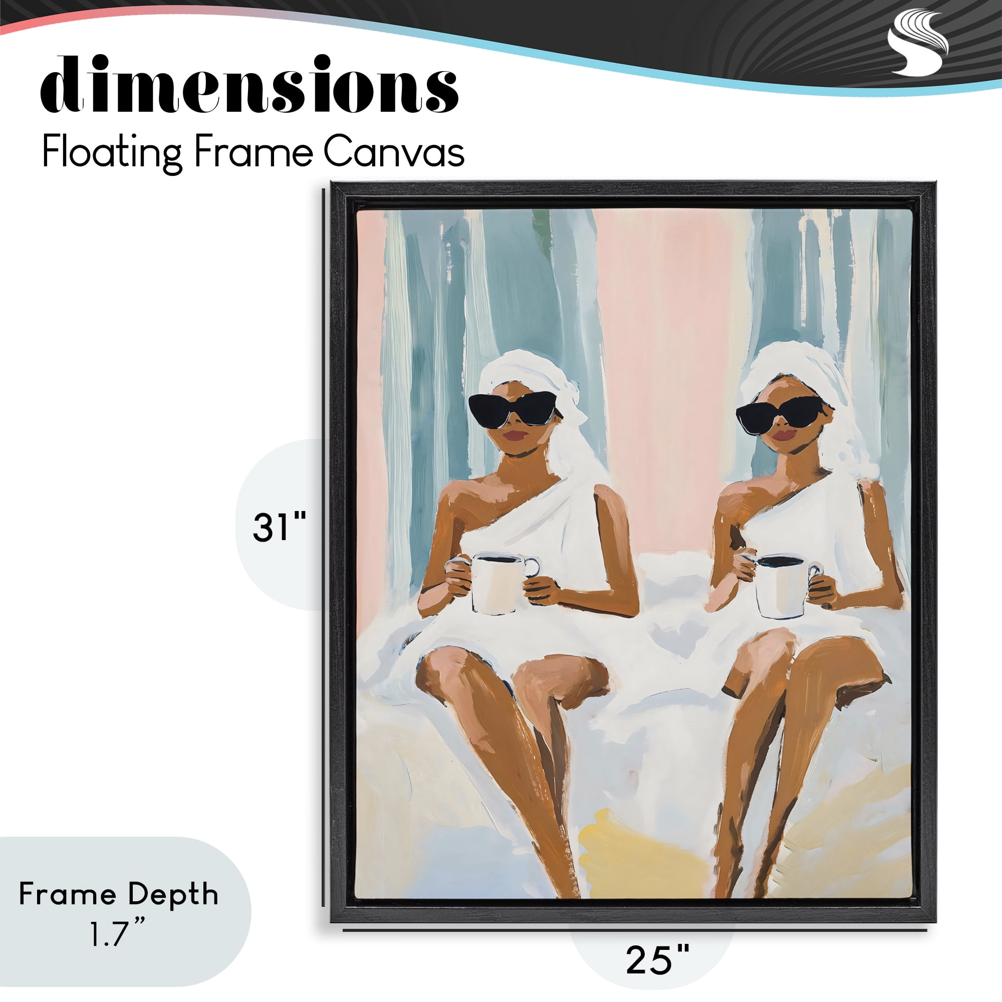 Stupell Industries Girls Spa Day with Coffee Black Framed Floater Canvas Wall Art, design by The Prints Vibe