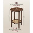 thumbnail image 3 of Boho 2-Tier Round Side Table - Rattan-Look Nightstand with Storage Shelf for Small Spaces, Black Walnut, 3 of 6