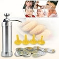 thumbnail image 4 of Cookie Press Stainless Steel Cookie Press Tool Kit Biscuit Maker and Churro Maker Cookie Press Machine with 20 Cookie Discs 4 Nozzles for DIY Biscuit Maker and Decoration, 4 of 11