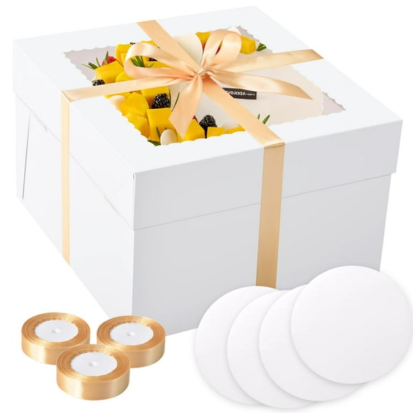 Cajas para tartas KPOSIYA, 40 unidades, 30 x 30 x 20 cm, con tablas para tartas, blancas