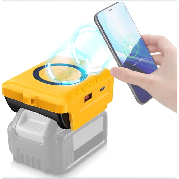 for Dewalt 18/20V Battery Fast Wireless Charger Adapter - Upgraded Heavy-Duty Power Bank & Dual USB/Type-C Charging Station for 20V MAX, Smart, Compatible with Smartphones, Tablets, Phone