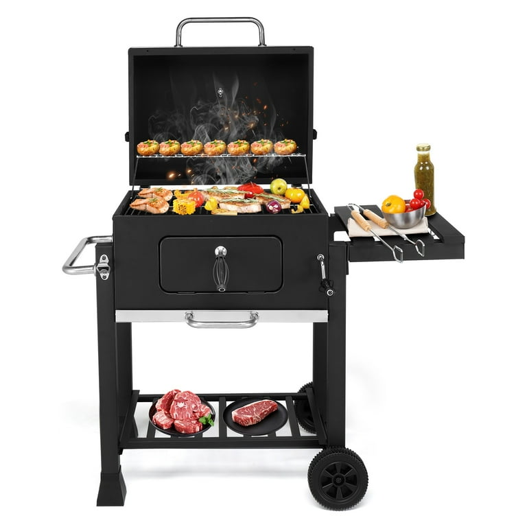 Seizeen Charcoal Grill, 42.5''H Portable BBQ Grill on Wheels