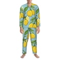 thumbnail image 3 of Salouo Lemon Print Button-Front Long Sleeve Pajama Set for Men, Soft 2Pjs Men's Long Sleeve Sleepwear-XX-Large, 3 of 7