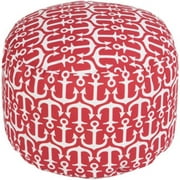 Surya Rug Ivory Round Pouf 20 x 13 in. - Hot Pink