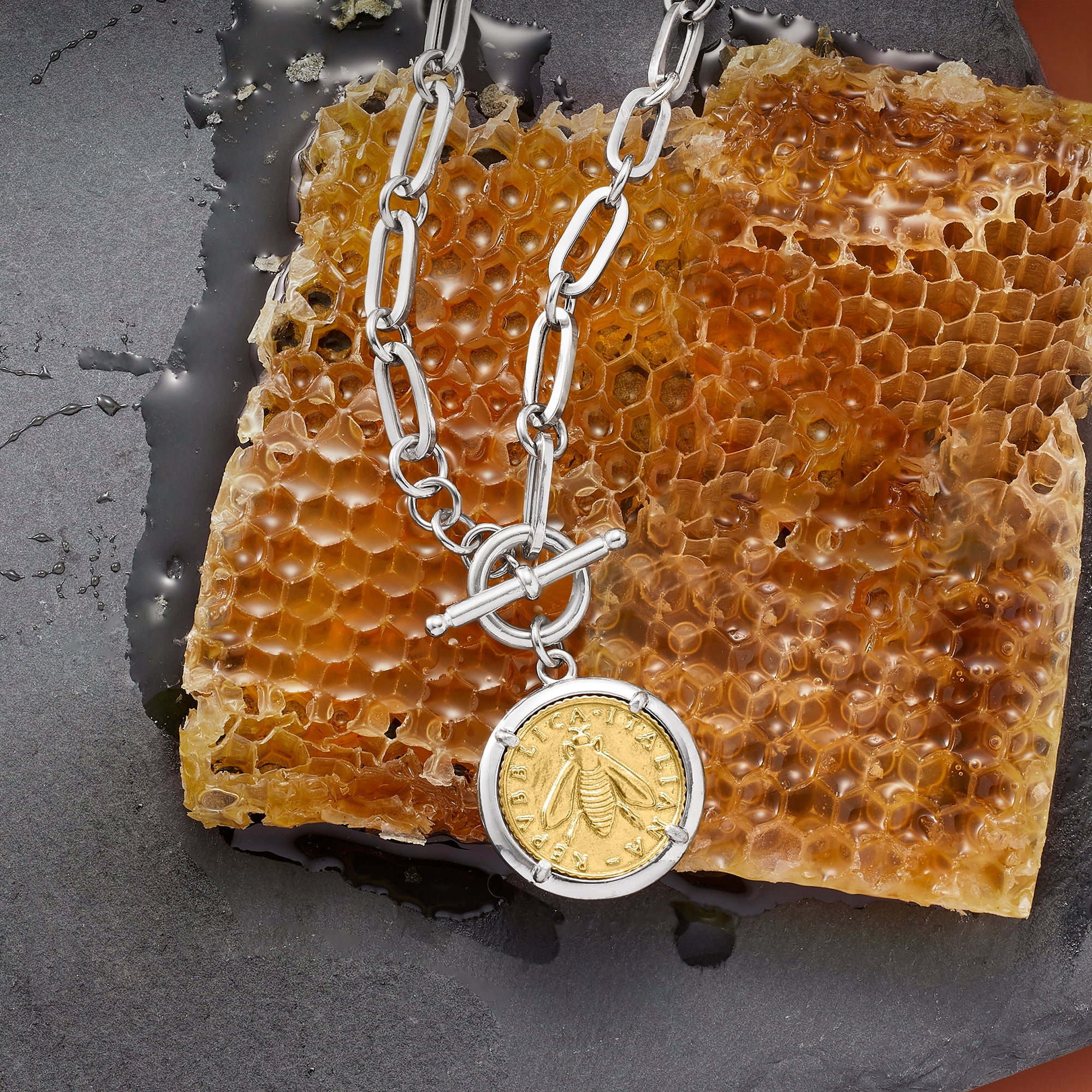 Italian bee outlet coin necklace