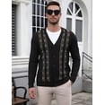 thumbnail image 5 of COOFADNY Mens Cardigan Sweater Vintage Striped V-Neck Long Sleeve Button Down Knitted Sweaters, 5 of 8