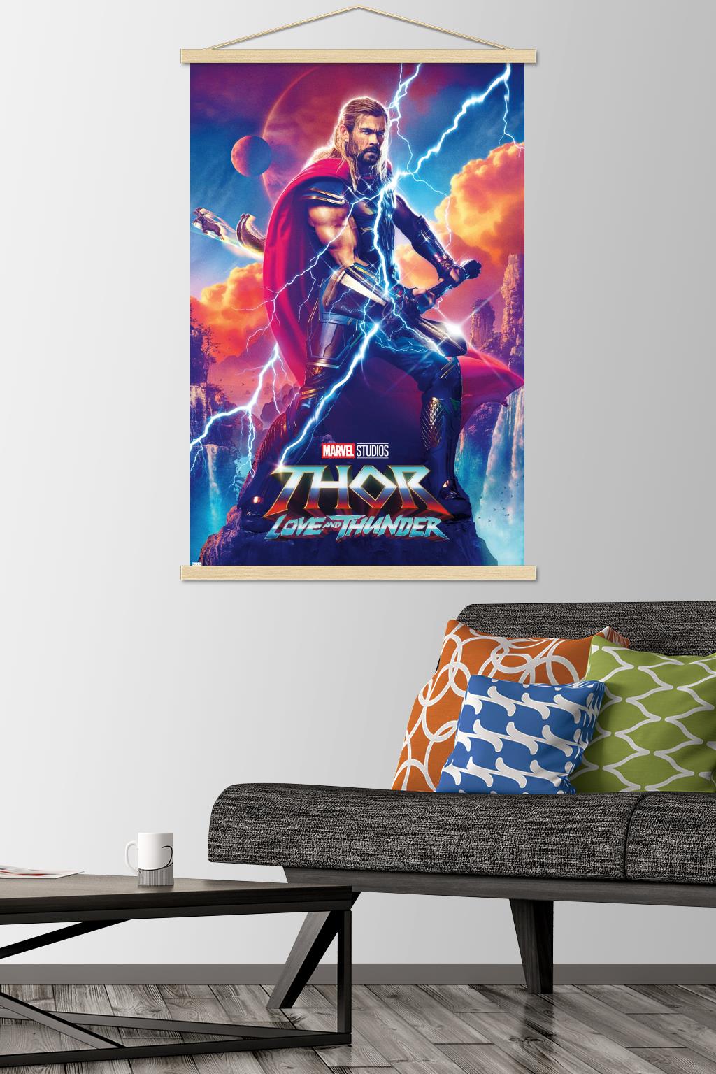 Marvel Thor: Love and Thunder - Thor Odinson One Sheet Wall Poster with Magnetic Frame, 22.375" x 34"