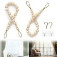 thumbnail image 4 of Fakrich 2 Pcs Boho Curtain Tiebacks,Wood Beads Curtain Holdbacks,Outdoor Farmhouse Tie Backs for Curtains,Curtain Holders for Drapes Home Office Decor with Hooks No Drilling(Cotton rope), 4 of 6