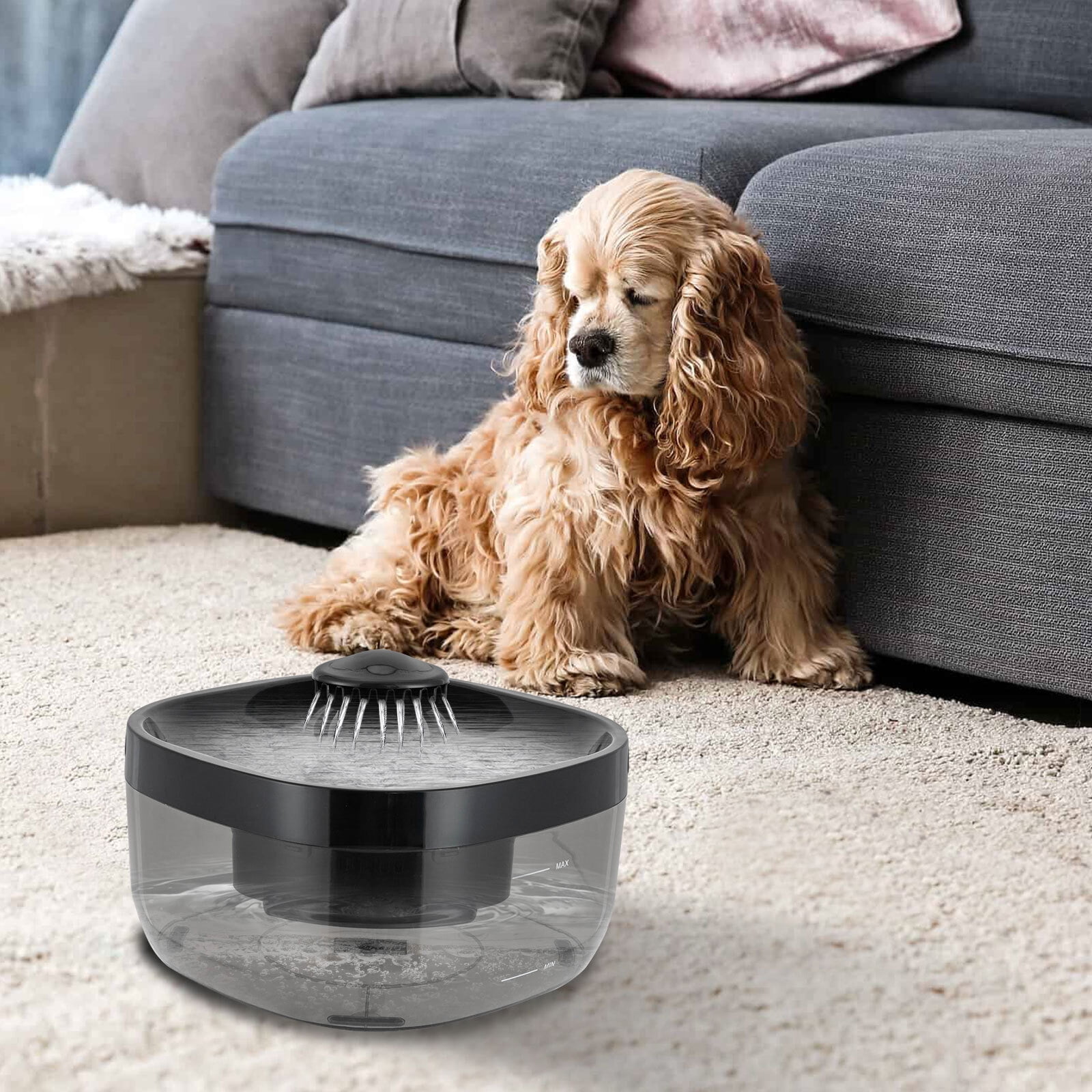 Modern Cat Water Fountain Pet Water Fountain Cat Drinking Fountain Black 7L Stainless Steel Pet Water Fountain for Cats Dogs with Motion Sensor