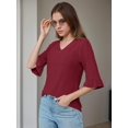 thumbnail image 3 of Weardear Women's Ruffle 3/4 Sleeves Tops Summer Fall V Neck Shirt Dressy Casual Loose Tunic Tops, 3 of 5