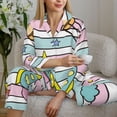 thumbnail image 6 of Yiaed Space Doodle Print Pajamas Women's Long Sleeve Sleepwear Soft Button Down Loungewear Pjs Lounge Set Nightwear Womens Pajama Pants-XX-Large, 6 of 7