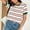 Pink, variant on Striped Shirt for Women Short Sleeve, Round Neck T-Shirts Stripes, Loose Fitted Ribbed Tee Stretchy