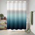 thumbnail image 6 of No Hook Shower Curtain, Grey Turquoise Ombre Shower Curtains for Bathroom with See Through Top Window, Teal Modern Geometric Striped Abstract Art Waterproof & Washable Bath Curtain Extra Long 72"x96", 6 of 9
