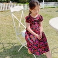 thumbnail image 6 of URMAGIC Toddler Kids Girls Summer Flower Print Ruffle Sleeve Dress Sundress 4-5 Years, 6 of 9