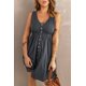 thumbnail image 4 of ABPHQTO Mini vestido de mujer con cintura alta y botones grises sin mangas, 4 of 5