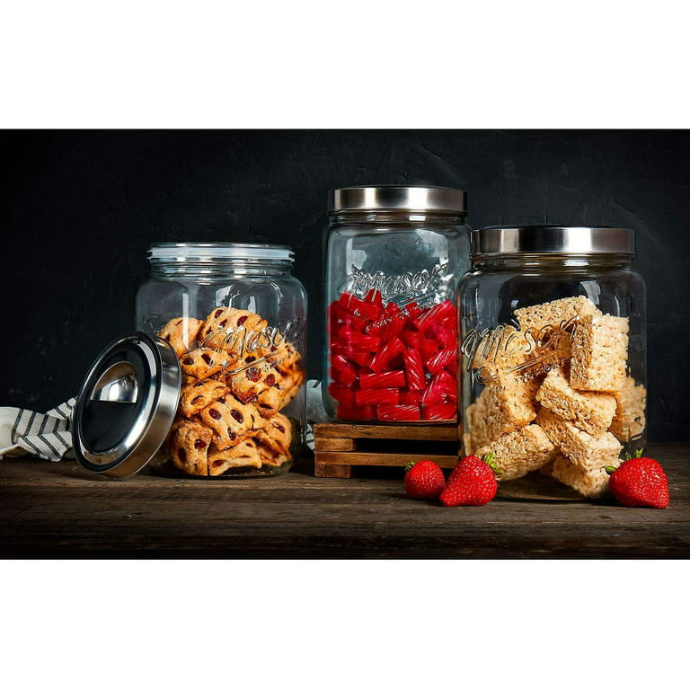 Mason Craft & More Airtight Kitchen Food Storage Clear Glass 3.6 L Pop Up  Lid Ca