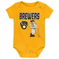thumbnail image 2 of Newborn Outerstuff Milwaukee Brewers Home Plate 3-Piece Creeper Set, 2 of 4