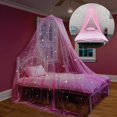 thumbnail image 1 of Toldo de cama rosa para niñas con estrellas brillantes, decoración de habitación de red para cuna de princesa, tienda de techo para cubrir la cuna de los niños, cortinas de cama para niños indivi, 1 of 4