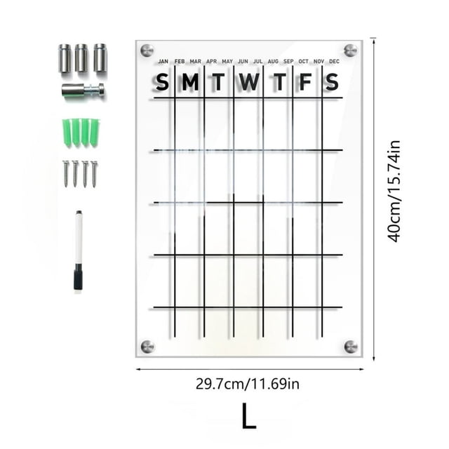 EIGTHTAIL Tableau de Calendrier Acrylique Effaçable à Sec Planificateur Hebdomadaire Tableau Blanc Réutilisable pour Repas Bureau Maisons et École