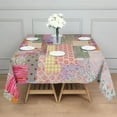 thumbnail image 3 of Pioneer Flower Floral Print Pattern Square Tablecloth,Waterproof Square Table Cover,Wipeable Spillproof Washable Table Cover for Home Kitchen Party Decor 42"X42"(107x107cm), 3 of 6
