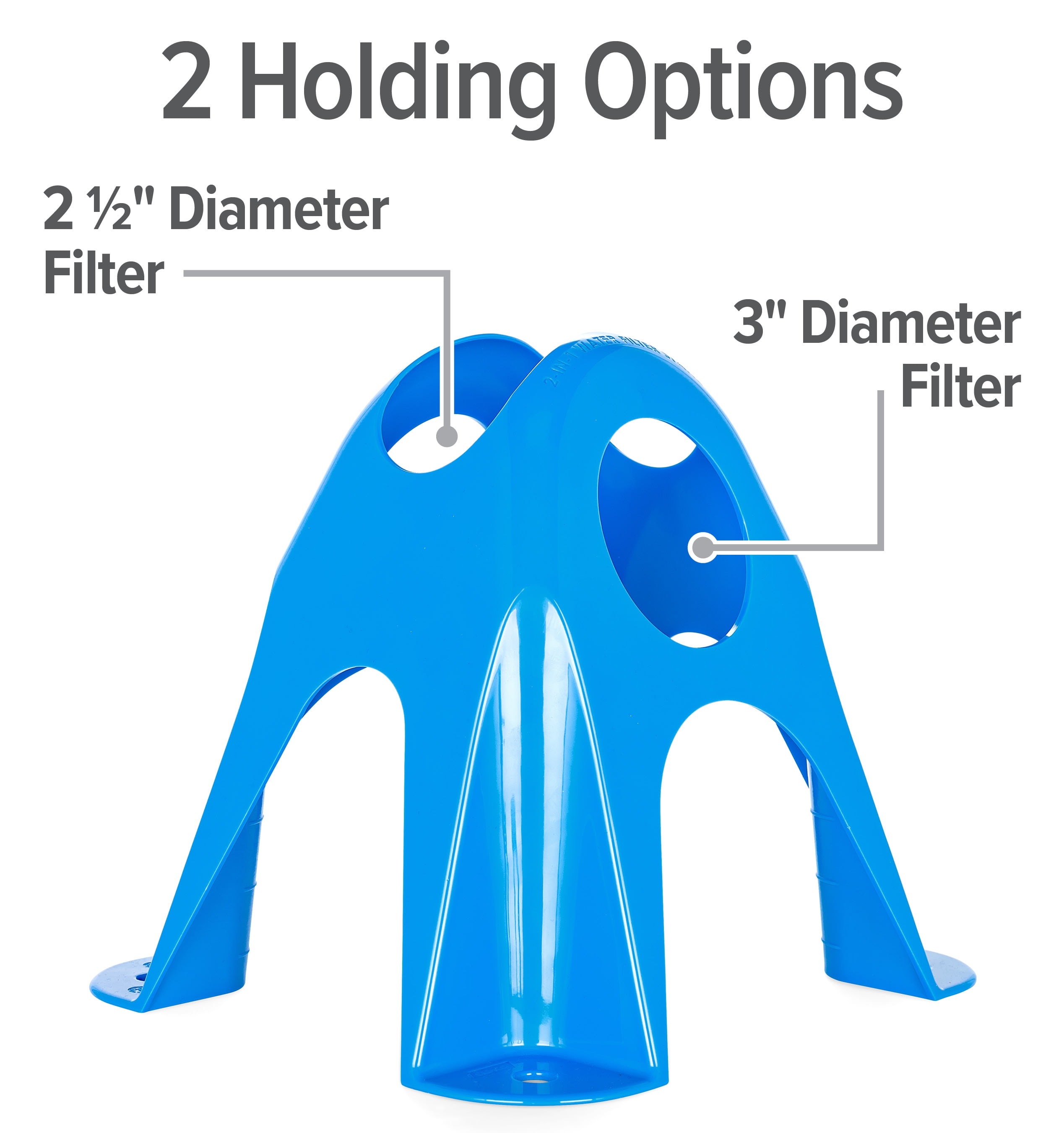 Camco Water Filter Stand - 2-in-1 - For 2.5 and 3-inch Filters - Blue, ABS (40777)