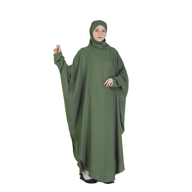 LLYwey en Solde Robe à Manches Longues pour Invitée de Mariage Musulmane Islam Couleur Unie Été Ventilée Robe à Manches Longues Nouvelles Robes de Cocktail Vert G