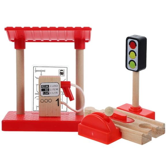 KALLORY Road Block Model Wooden Train Track Accessories Assorted Color 1 Set