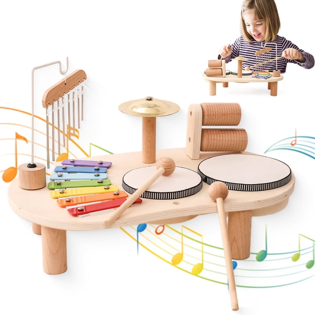 Birdeem Support de Musique Portable, Jouets de Support de Musique Éducatifs Multifonctions pour l'Apprentissage Précoce, Jouets de Support de Musique Portables pour Enfants avec Coordination Oeil-Main et Percussion