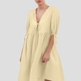 thumbnail image 2 of Women's Casual A Line V Neck Dress With Front Tie Detail For Summer Indoor And Outdoor Wear, 2 of 2