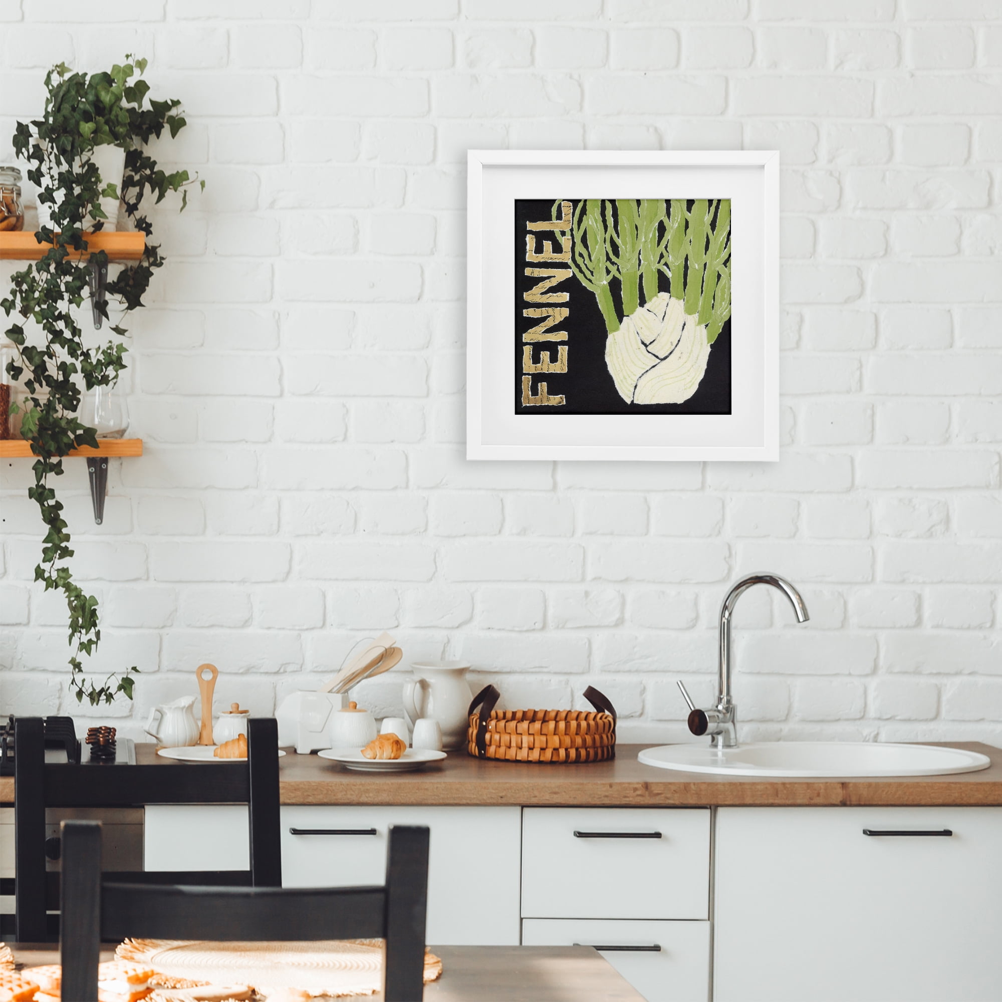 Stupell Industries Fennel Root Vegetable White Framed Print Under Glass, design by Nancy Overton