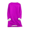thumbnail image 5 of GaThRRgYP Womens Tops Crewneck Clearance,Women's Large Loose Raglan Top Thickened and Velvet Lamb Wool Warm Underlay, 5 of 6