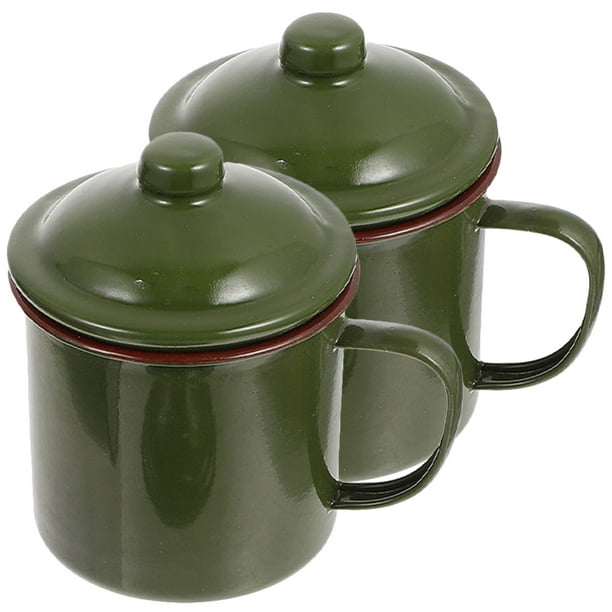 2 piezas Cuerpo de agua de esmalte Tazas de café Copa de jugo para la tapa al aire libre de campamento