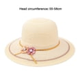 thumbnail image 4 of harmtty Women Summer Straw Hat Brim Sun Hat Summer Lady Hat Brim Breathable Fake Flower Decor Lightweight Sun Anti uv Vacation Beach Sun Hat Travel Beige, 4 of 8
