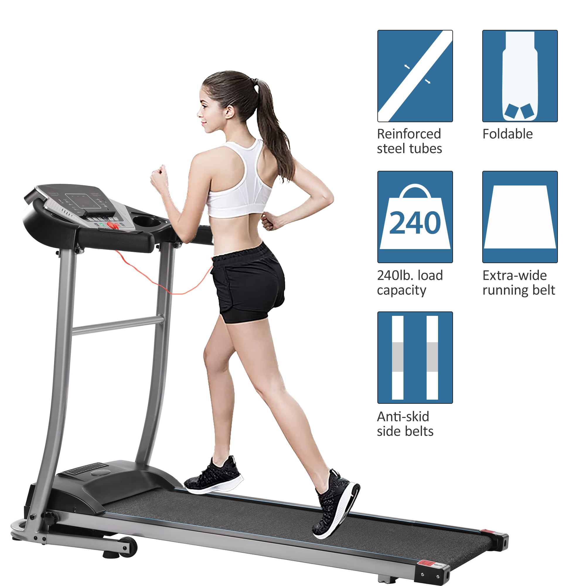 Folding Treadmill Running Machine Electric Cardio Fitness ADJUSTABLE INCLINE 