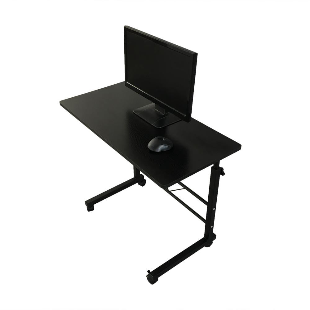 Winado Computer Laptop Desk Height Adjustable Wooden Laptop Table Computer Standing Desk Mobile Workstation with Four Wheels,Black