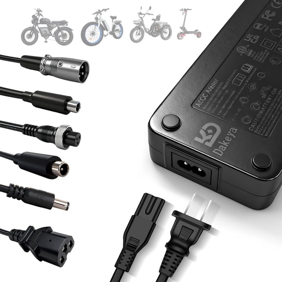 54.6V 2A Charger with 7 in 1 Plugs Output Heads, for 48V Li-ion Battery, Replacement for Electric bicycle