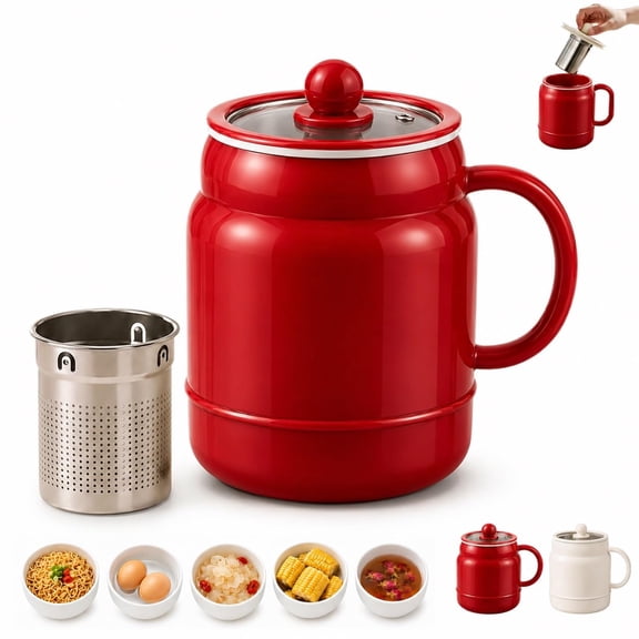 Multi-function Portable Electric Stewing Cup Tea Kettle with Filter – 6-in-1 Travel Mini Boiler for Soup, Oatmeal, Tea, 24H Keep Warm