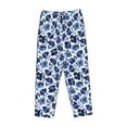 thumbnail image 4 of Naloa Blue Ink Flowers Print Women’s Ultra-Soft Comfy Pajama Lounge Pants with Pockets & Drawstring, 4 of 8