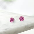 thumbnail image 5 of Gem Stone King 925 Sterling Silver Pink Round Moissanite Stud Earrings for Women Men (2.40 Cttw, Round 7MM), 5 of 5