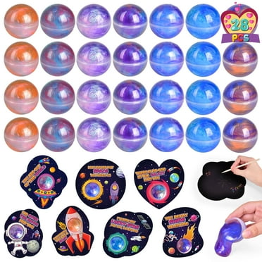 Valentines Day Gifts for Kids 28 Pack Galaxy Slime with Cards Stress Relief Fidget Toy for Kids Party Favor, Classroom Exchange Prizes, Valentine's  Cards, Valentine Party Favors