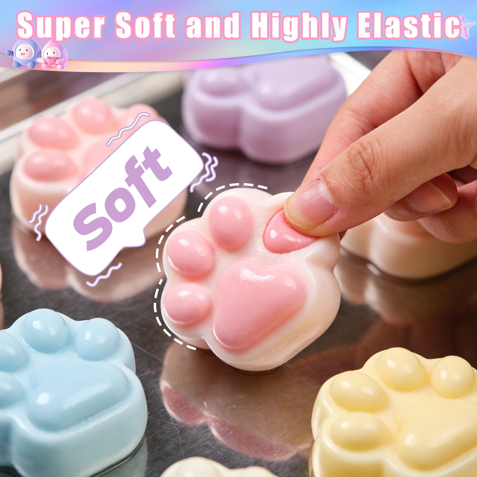 Panda Resin 18 oz Flex Rubber Squishy Kit, Sticky Soft with Mold & Flocking Powder for DIY Stress Relief Toys