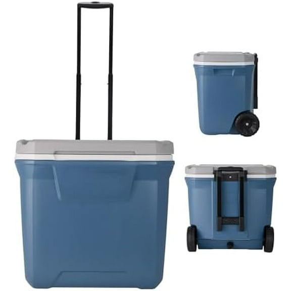 60 Quart Rolling Cooler with Wheels Insulated Heavy Duty Leakproof Ice Chest Travel Cooler for Camping,Grocery,Beach,Outdoor, Lakeside Blue$$Sport & Recreation Other