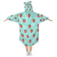 thumbnail image 2 of FORMRS Wearable Blanket Hoodie with Sleeves for Kids Cozy Flannel Sweatshirt, Strawberry Pattern, 2 of 7