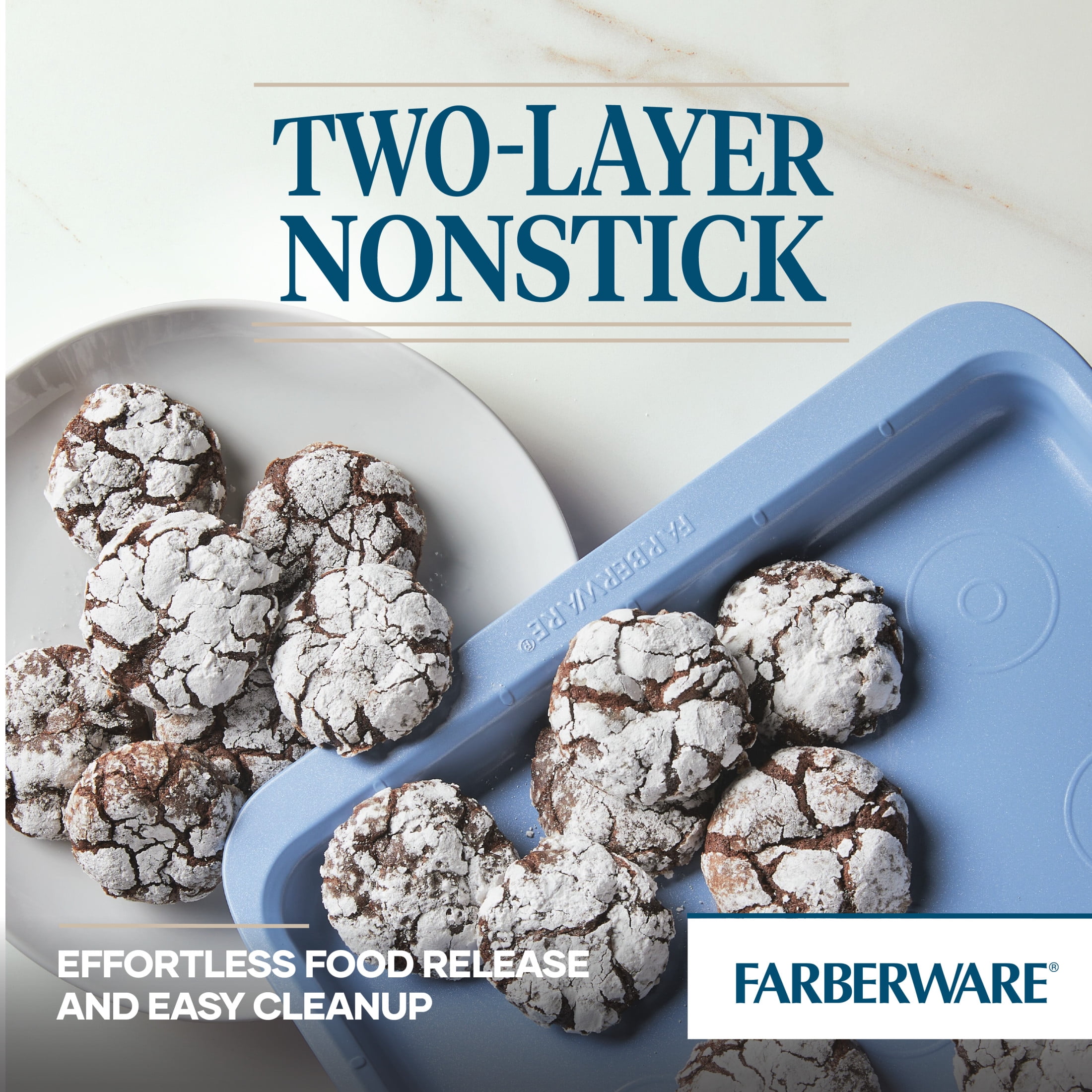 Farberware Insulated Bakeware Nonstick Cookie Baking Sheet, 15.5 x 20,  Light Gray