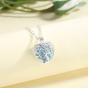 INFUSEU Tree of Life Essential Oil Diffuser Necklace for Women Aromatherapy Jewelry Charm Gifts, 7pcs Lave Rock Stone, 24 Inch Chain
