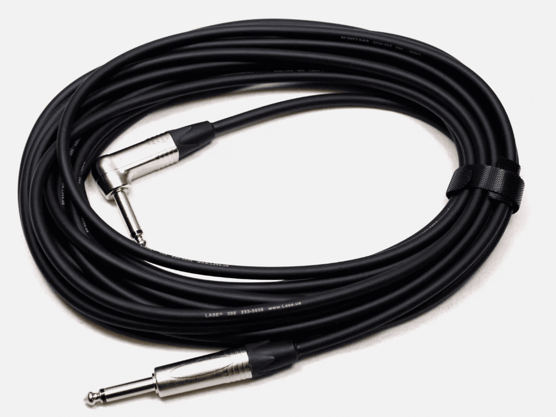 LASE 25 Ft Instrument Cable w/NEUTRIK NP2X & NP2RX 1/4" Right Angle Cable Nickel