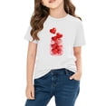 thumbnail image 4 of Kids' Cute Heart Print T-Shirt, White Short Sleeve Cotton Top for Girls | Valentine's Day Casual Tee | Sizes 110 120 130 140 150,Size 5 T, 4 of 9