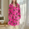 thumbnail image 6 of Tnhcen Women's Fleece Robe Plush Long Hooded Sleepwear Bathrobe Loungewear Soft Thermal Kimono Cozy Outfit with Pockets Customization Available Hot Pink, 6 of 6