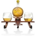 Godinger Whiskey Decanter Airplane Globe Set with 2 World Whiskey